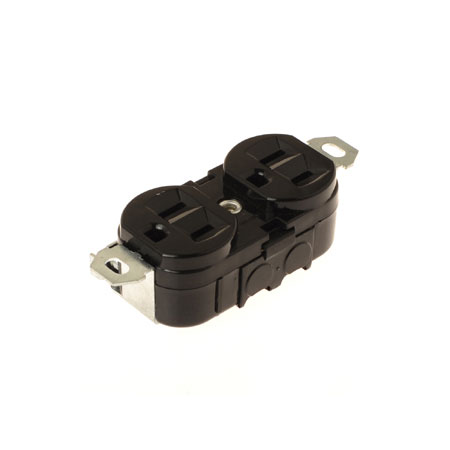 15A NEMA 5-15 帶固定片橢圓形絶緣保護雙插座 - NEMA 15A 雙位DIY插座照片