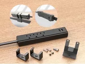 除了上述的安裝夾具, 還包含了桌面夾具 (夾具底座x  1, 底座固定螺絲 x 1及短型安裝螺絲  x 2)