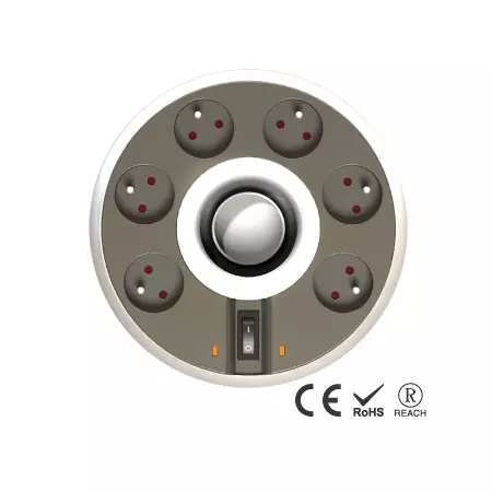 6孔插座電線可伸縮收納 - 翹板電源開關