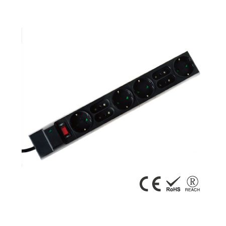 8 孔10A/250V義式插座 - 義/德混合式插孔