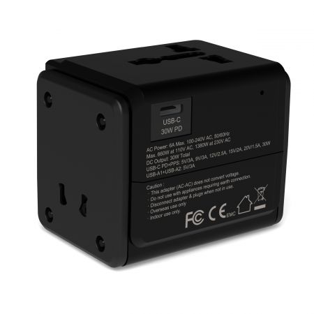30W PD 萬用旅行轉接插頭,配備 USB-C 與雙 USB-A 接口 - 30W PD 萬用旅行轉接插頭,配有 USB-C 與 2 個 USB-A 接口