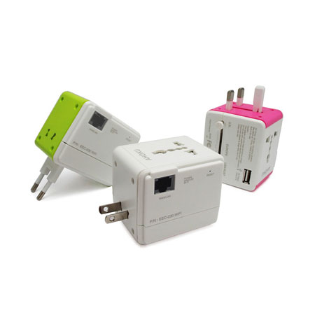 無線旅行路由器內建轉接頭及USB充電阜